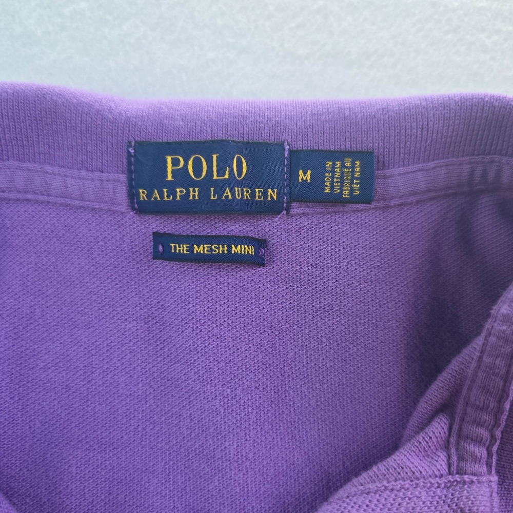 Polo Ralph Lauren 49S Womens Purple The Mesh Mini Short Sleeve Polo Dress Size M - Picture 2 of 9
